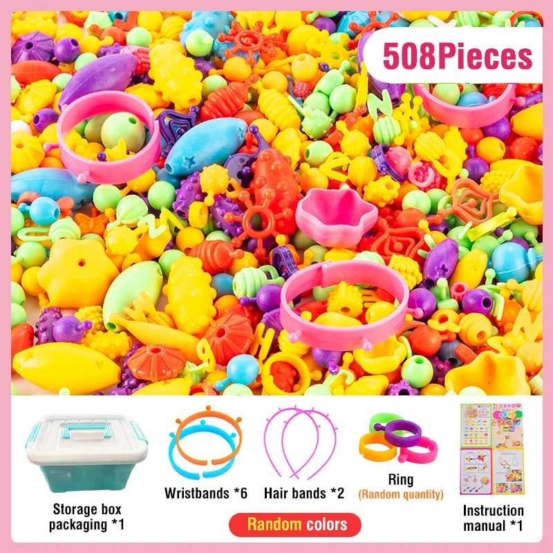 DIY Handmade Bead Necklace Puzzle Toy Unlimited Creative Bead Safety Multifunctional Popular Bead Children's Bead Toy Girl Gifts