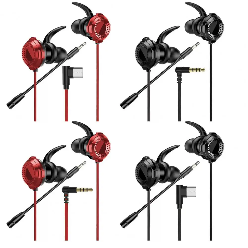 Wired Earphone Stereo Dual Microphone 20-20KHz 3.5mm/Type-C Wired Sports Games Playing Headphone Computer Accessories