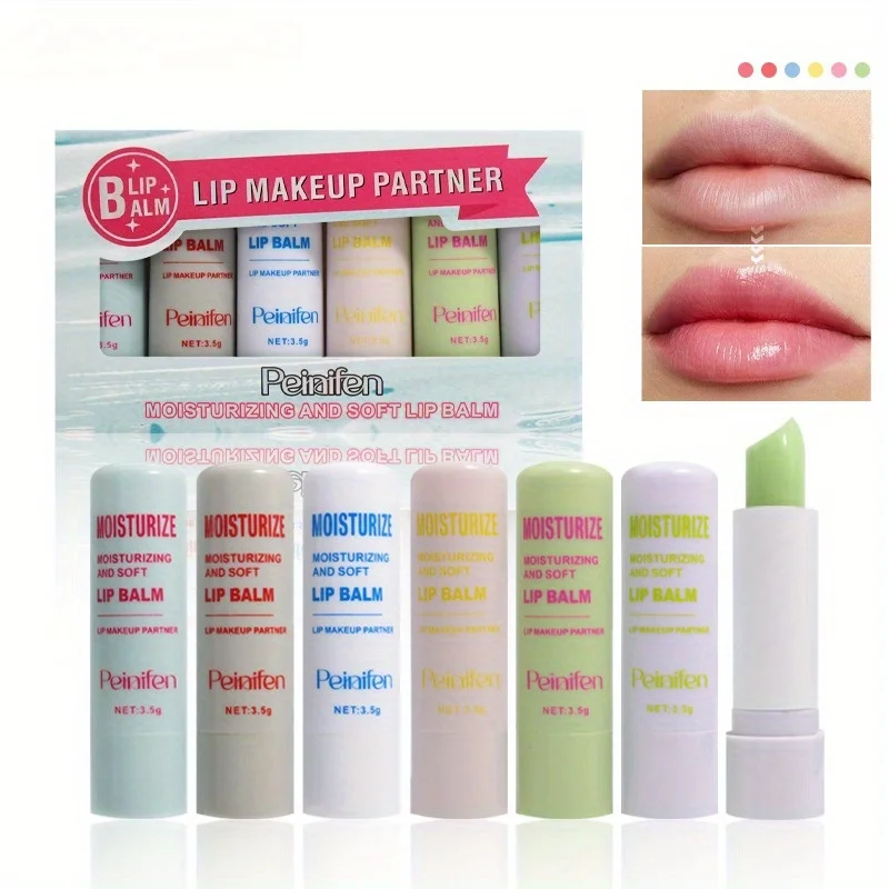 6-Pack Set Lip Balm Moisturizing Anti-Dry Fading Lip Pattern Lip Milk Set