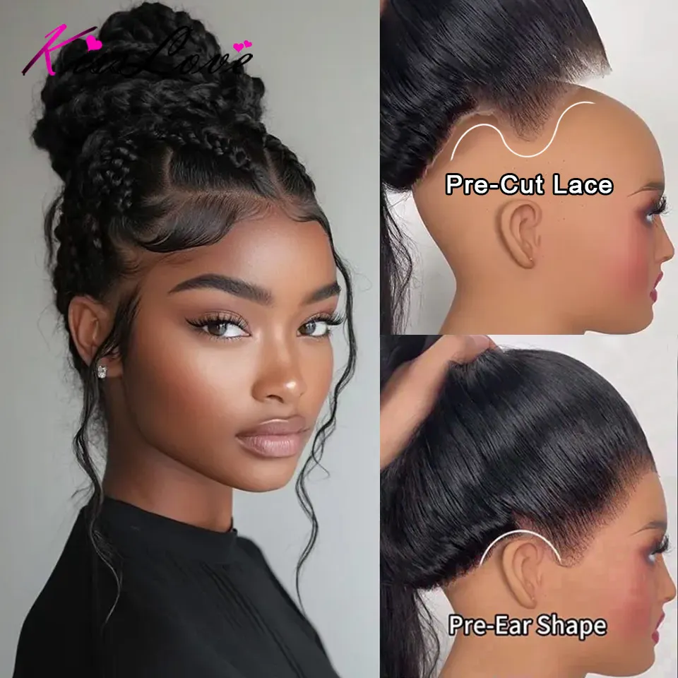 Kisslove onda de água invisi cinta 360 perucas cheias do laço cabelo humano pré corte peruca do laço perucas sem cola cabelo humano 360 perucas frontais do laço