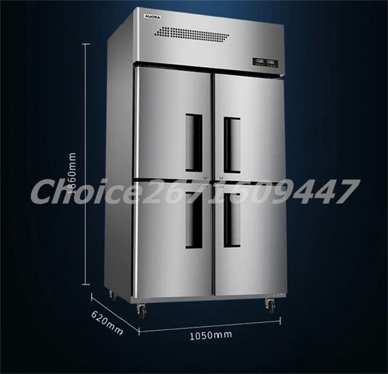 Commercial Kitchen Cabinet Showcases Stainless Steel Freezer 4 Door Dual Temperature Vertical Cold Freezer Refrigerator