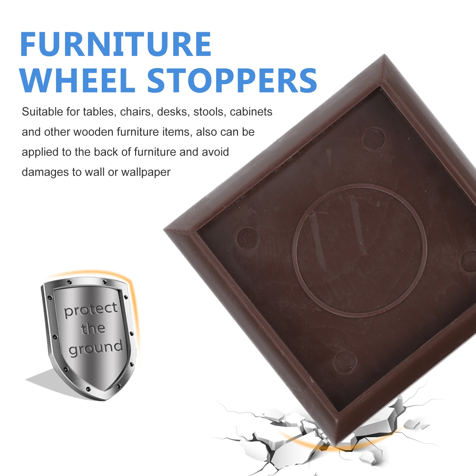 

10pcs Square Plastic Caster Cups Furniture Floor Protectors for Chairs Sofas Beds Tables Tiles Carpets Hardwood Stopper Pads