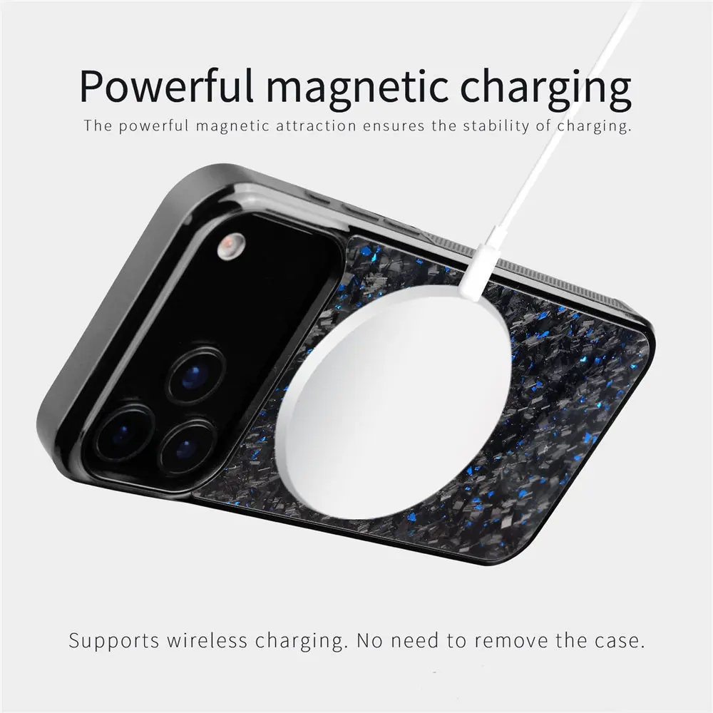 

Кованый чехол Magsafe из настоящего углеродного волокна для iPhone 17 17 Pro Max Air Glossy Armor Cover