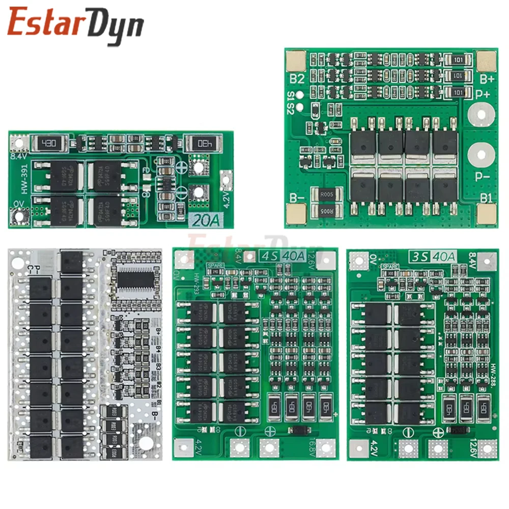 Estardyn BMS 2S-5S 20A-100A Li-ion Battery Protection Board Balance, 18650 Charger Module High Current for Drill Motor 12V 21V