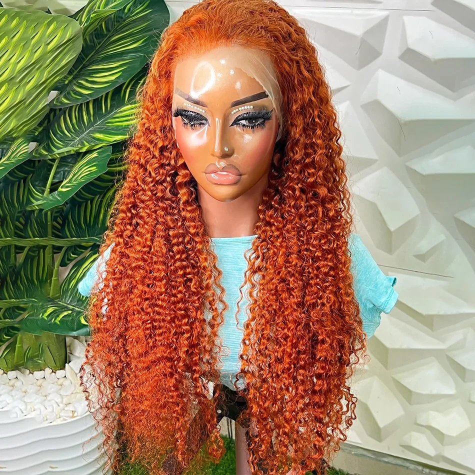 ジンジャーオレンジ 13x6 HDレースウィッグ 人毛 220密度 カールウィッグ 生え際処理済み 13x4レース人毛 350カラー ウィッグ 女性用