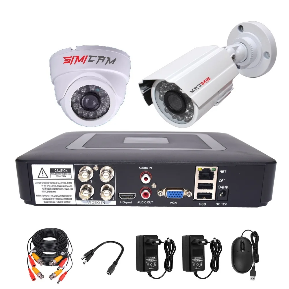 New 4CH DVR CCTV System 2PCS Cameras 1080P 2MP Video Surveillance 4CH 5 in 1 DVR Infrared AHD 1200 TVcctv camera security