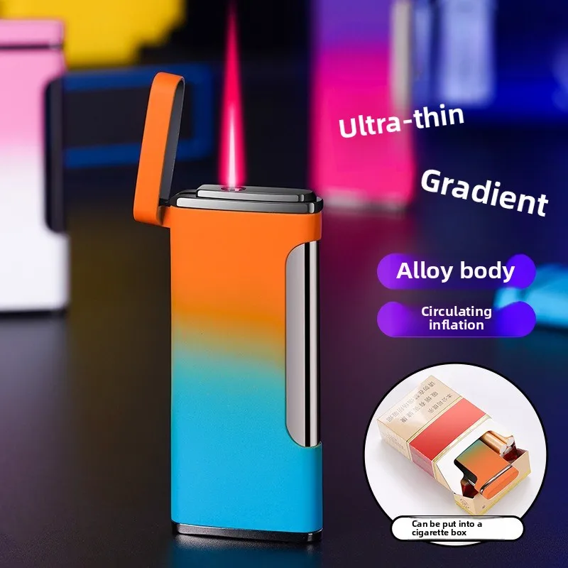 Luxury Gradient Slim Jet Flame Lighter Windproof Butane Refillable Premium Business Gift for Men Smokers Cigarette accessories