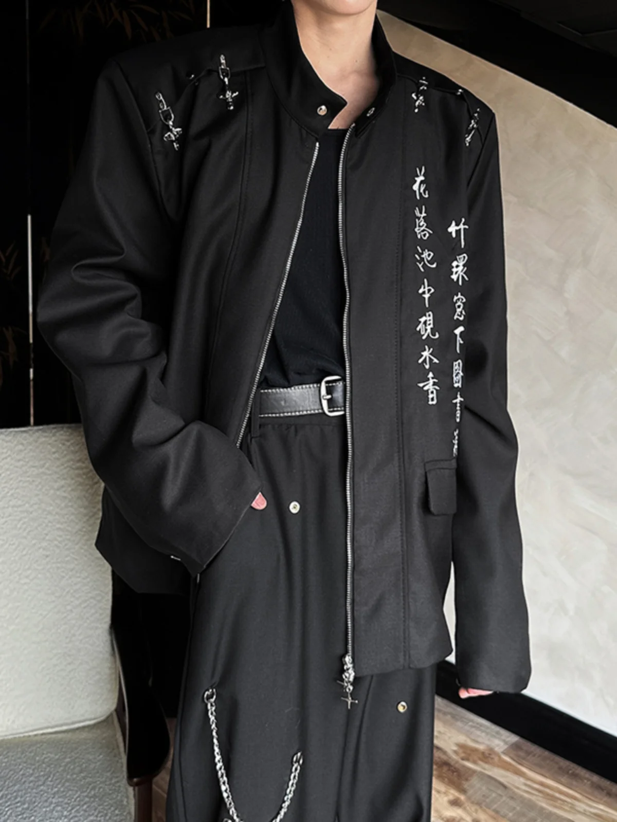 

Мужская свободная куртка-бомбер в стиле ретро с вышивкой, на молнии, цвет «голубой воздух», большие размеры