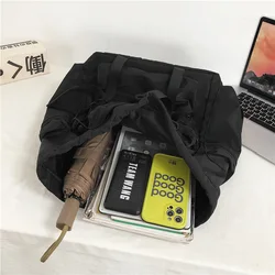 Solid Black Men's Backpacks Cool Streetwear Style Man Backpack Harajuku Large Capacity School Bags Waterproof Nylon bags for Men