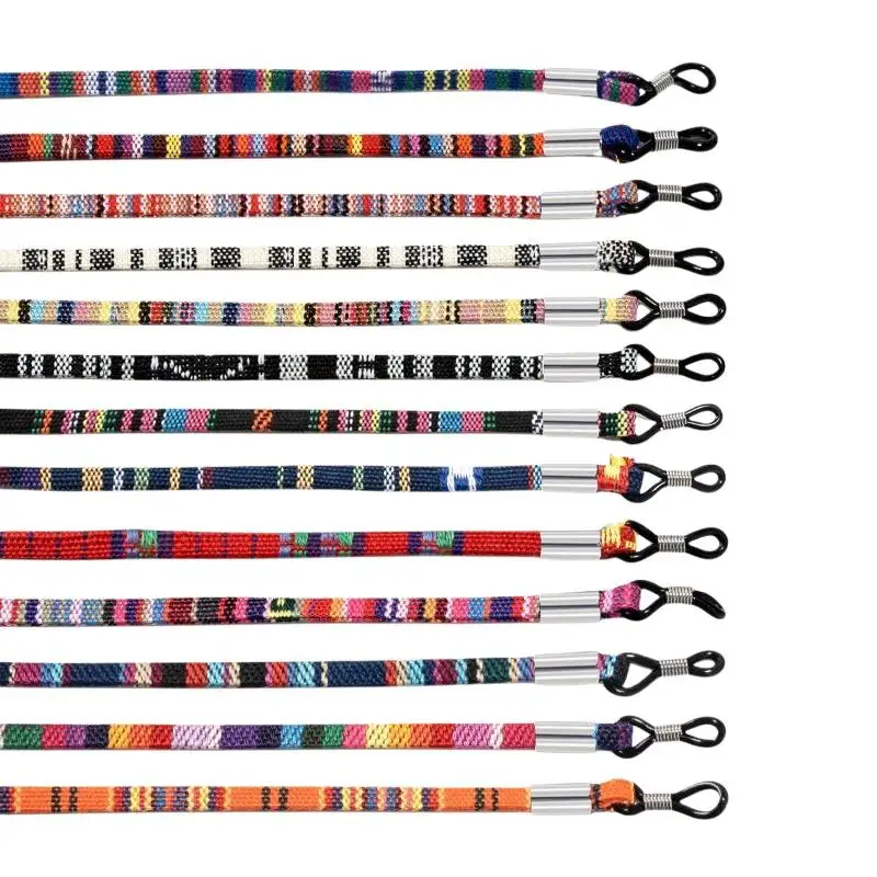 Bohemian Eyeglass Lanyard Straps Colorful Ethnic Pattern Anti-Loss Soft Adjustable for Daily Outdoor Travel Use