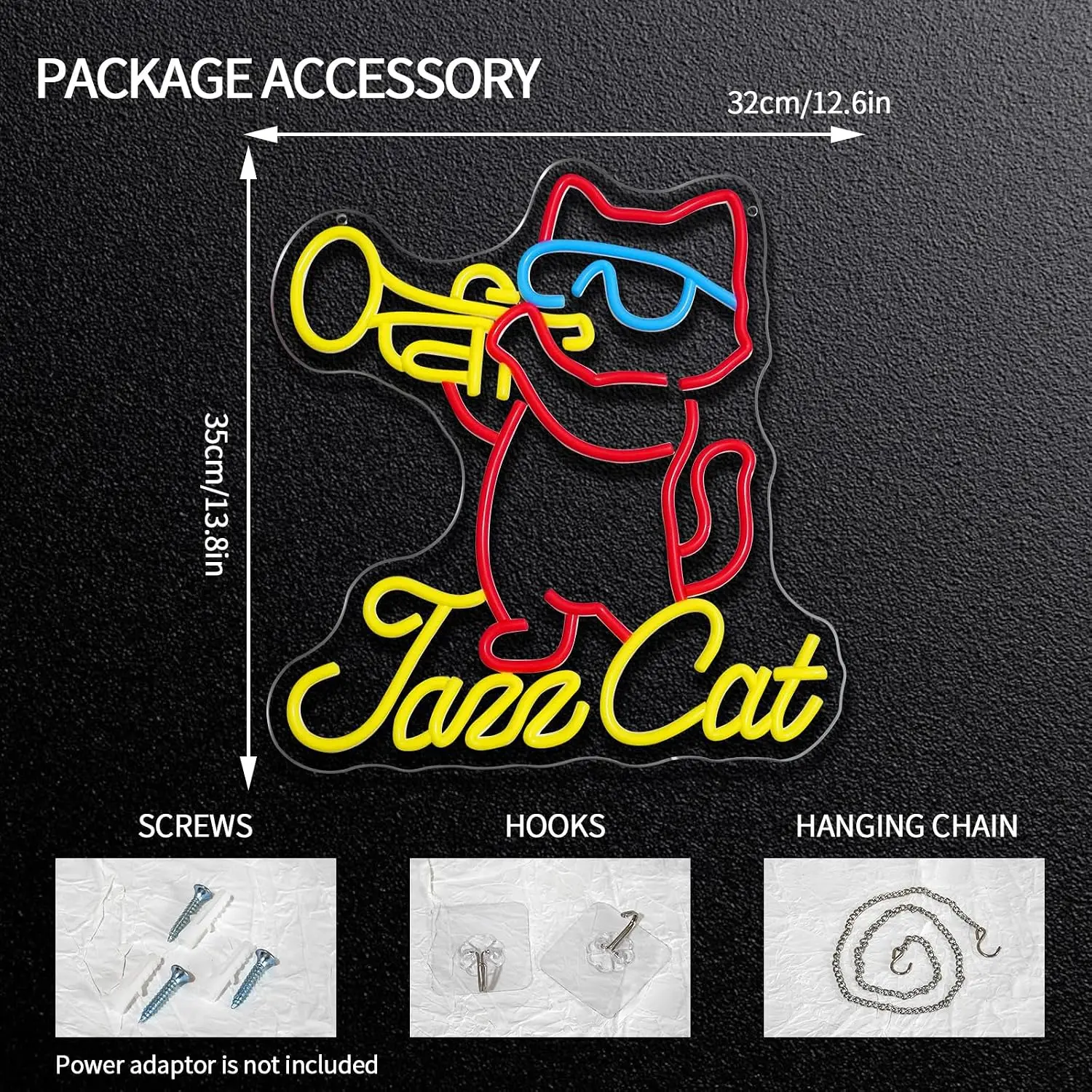 Jazz Cat t LED Neon Sign USB Wall Light Music Theme Decor Lamp For Bar Club Bedroom Music Studio Party Wall Art Birthday Gift