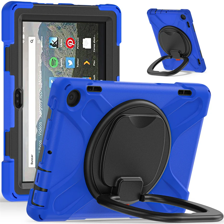 For Amazon Kindle Fire 8 2024/2022 Case 8inch PC+Silicon 360° Rotating Bracket with Four Corner Anti Drop Protective Shell (B)