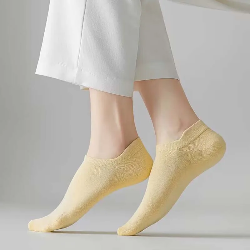 5 Pairs Women Socks Candy Color Breathable Sports Socks Solid Color Boat Socks Comfortable Cotton Ankle Socks