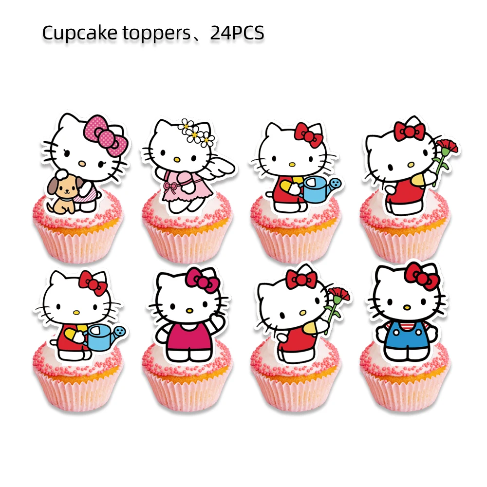 1/2pack Cartoon Roze Kat Cake Toppers Verjaardagstaart Decoratie Acryl Glanzende Bruiloft Dessert Meisjes Baby Douche Feestartikelen