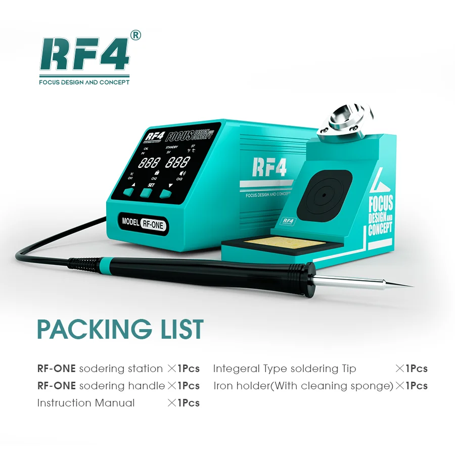 RF-ONE Estação de solda digital com dicas, ferro de solda eletrônico, telefone, PCB, IC, SMD, BGA, soldagem, ferramenta de reparo