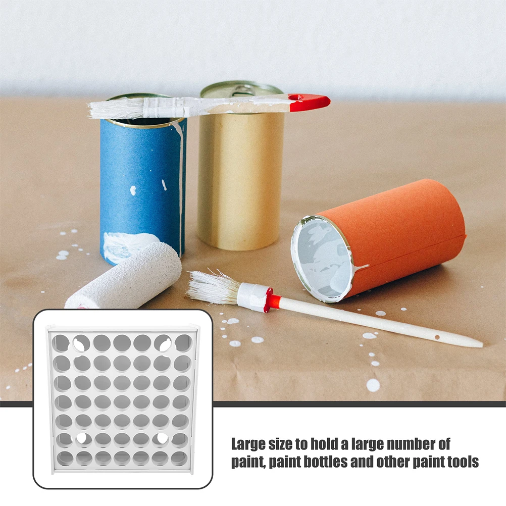 

Wall-Mounted 49 Holes Wooden Paint Organizer Storage Rack for Paints Pigments Art Tools Paint Rack Wooden Holder