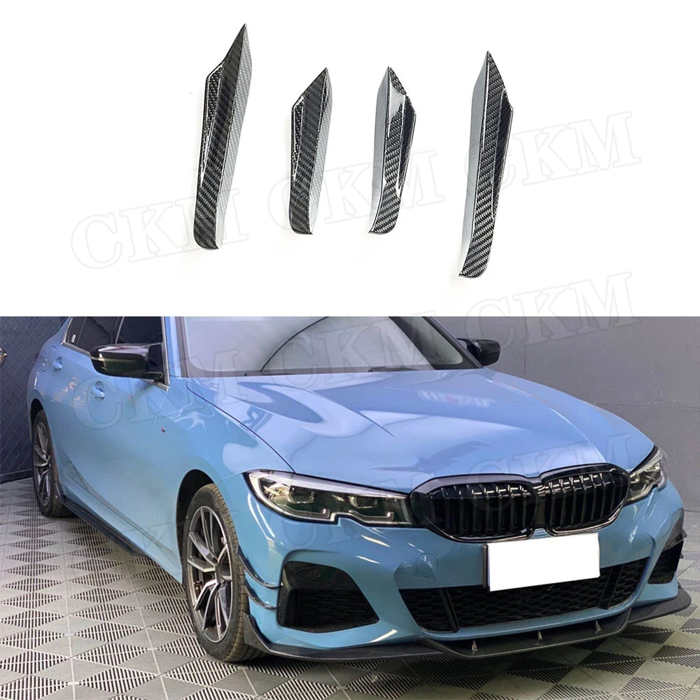 

CKMUUER сухое углеродное волокно для BMW 3 серии G20 325i 2019 2020, передний бампер, боковые канавки, плавники бампера, накладки на крылышко, Стайлинг автомобиля