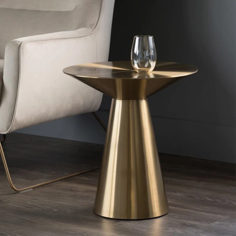 

design gold side table modern small golden stainless steel round side table