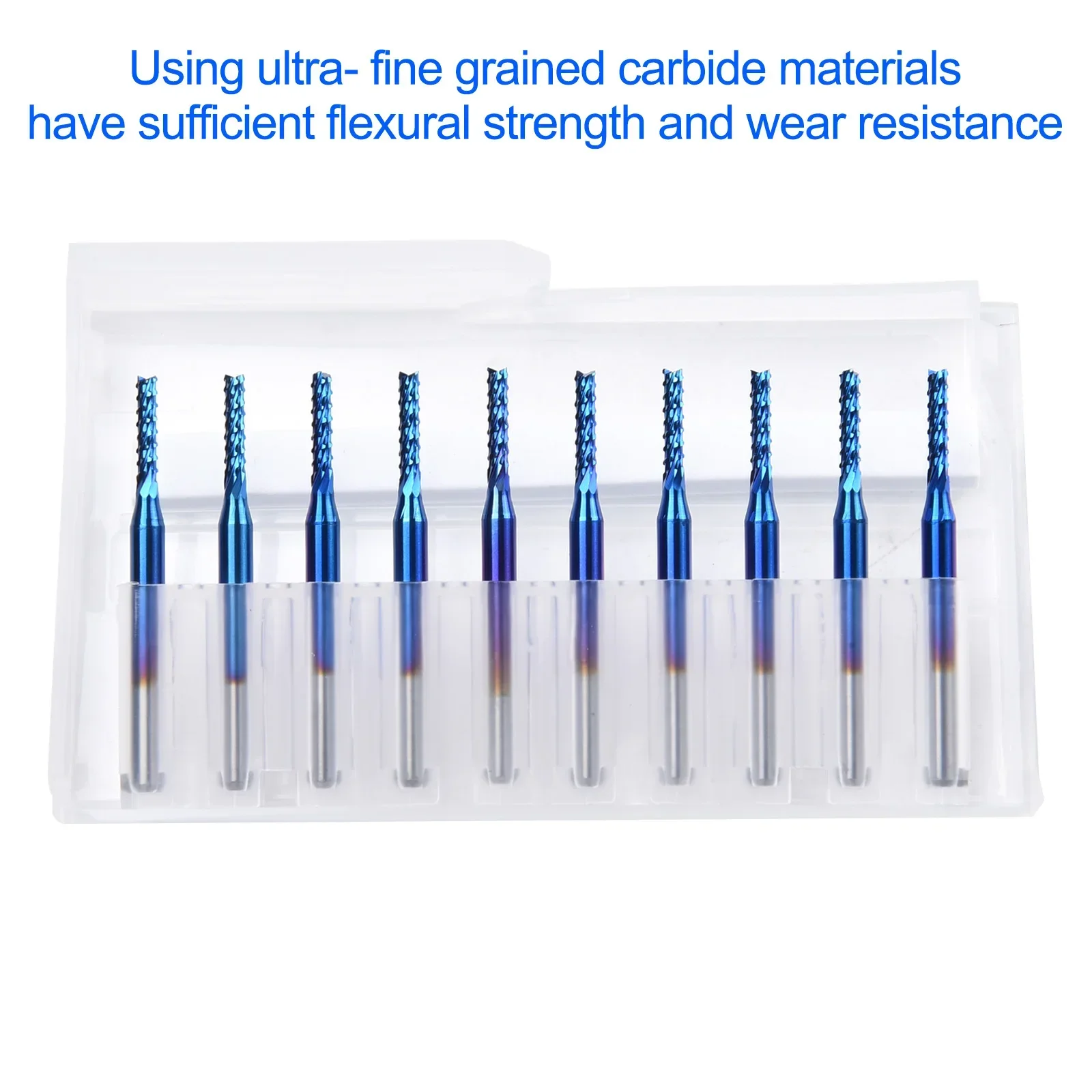 Gravação Bit para CNC PCB, Carbide Router, Bit de corte, Blue End Mill, Haste Diâmetro, EngravingHardware Processing, 3.175mm, 2mm, 10Pcs