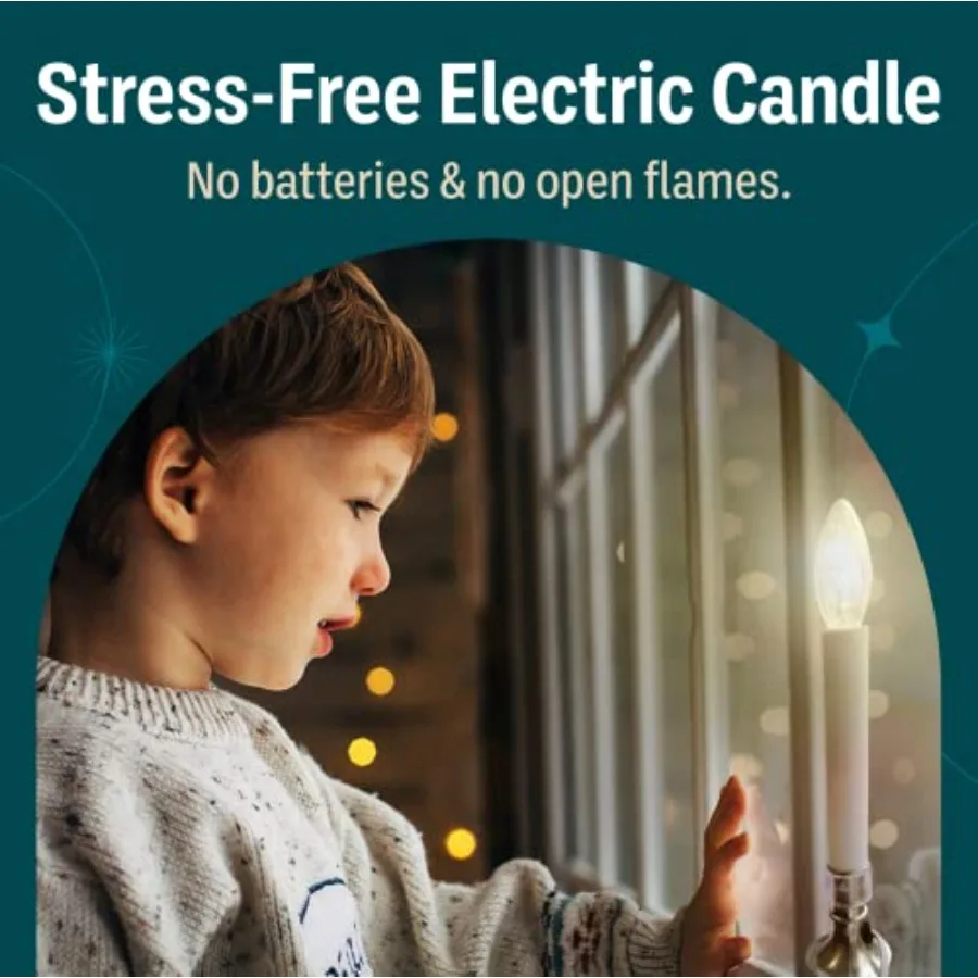 - 1 Pack Christmas Window Candles with Sensor Dusk to Dawn Electric Corded - 9