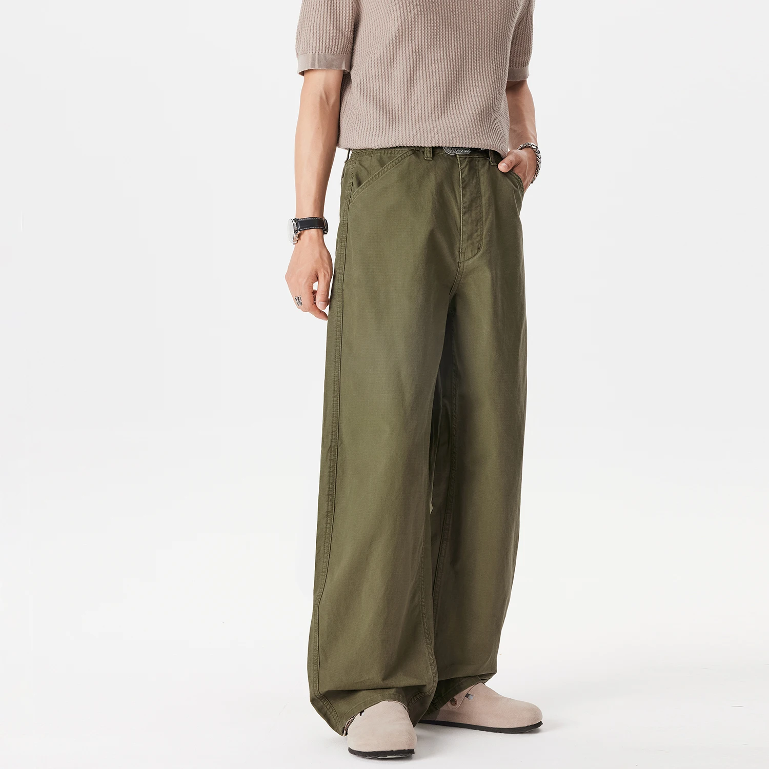 Japan Streetwear Fashion Vintage Cargo Pant Man Commuter Casual Loose Wide Leg Pure Cotton Baggy Scimitar Pants Cityboy Trousers