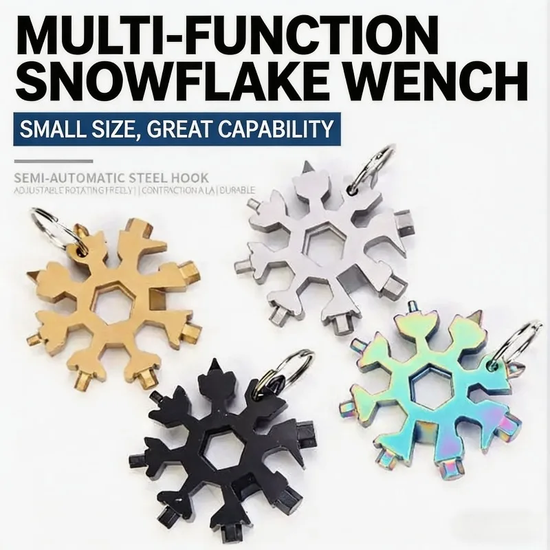 Multifunctional Snowflake Wrench Keychain Portable Hexagon High Carbon Steel Octagonal Mini Wrench Universal Tool