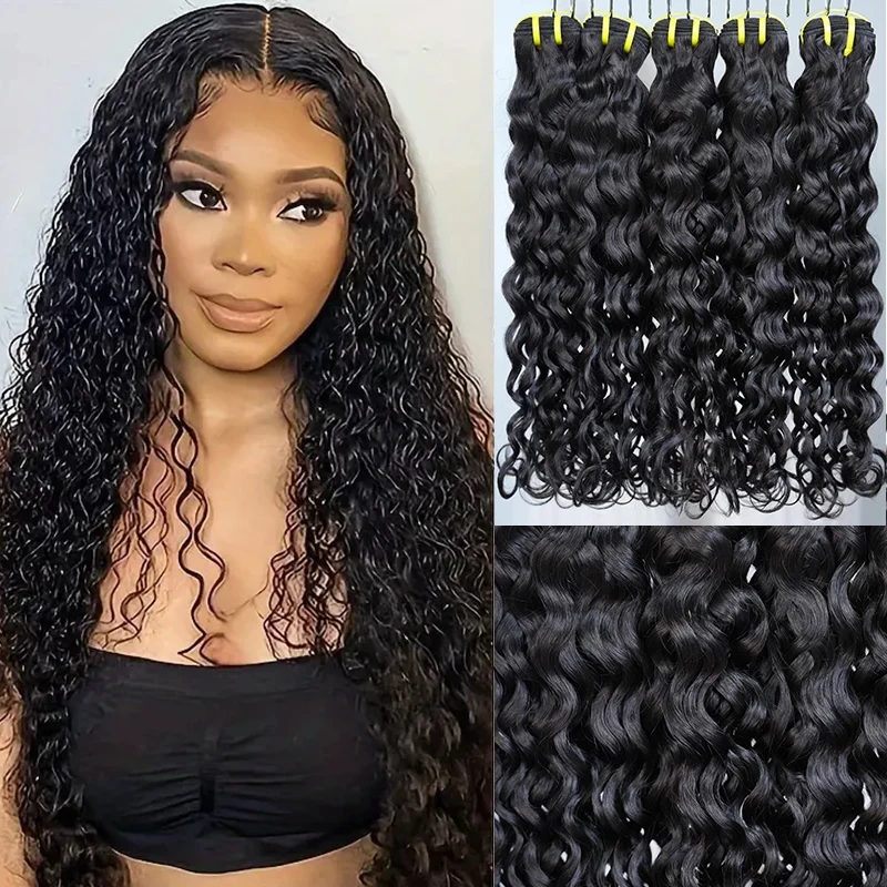 2024 12A Water Wave Bundles Curly Brazilian virgin Human Hair Bundles 100% Human Hair Weave Extension Human Hair Curly 30 Inch