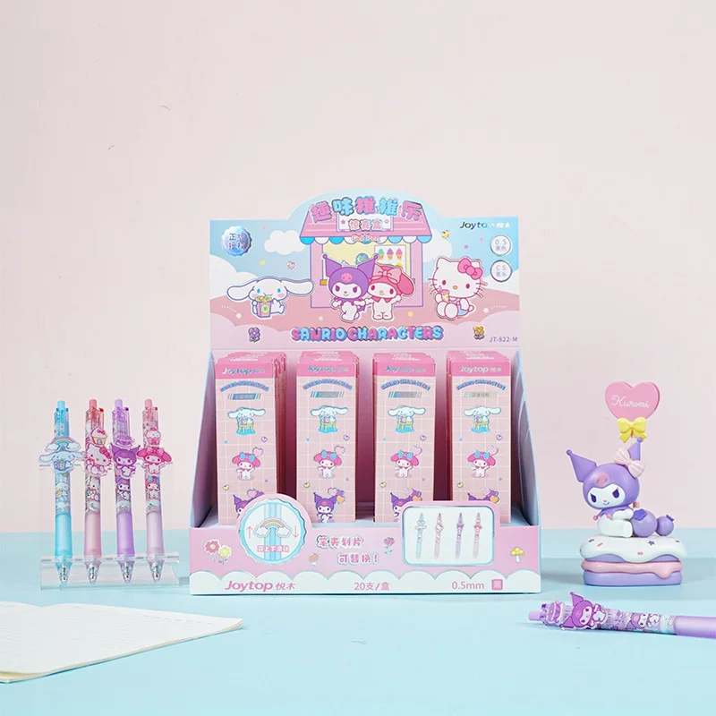 

20 шт./лот Sanrio Kuromi Melody Cinnamoroll Kitty Press гелевая ручка милые 0,5 мм черные чернила нейтральные ручки офисные школьные принадлежности