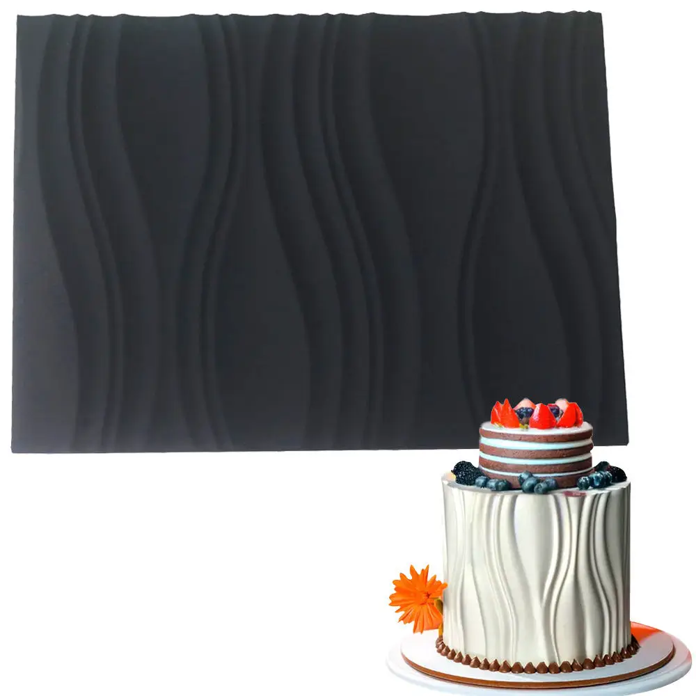 Silicone Cake Edge Texture Pad Black Fondant Embossing Mold Mousse Decorating Tool Baking Supplies Flexible Pastry Impression
