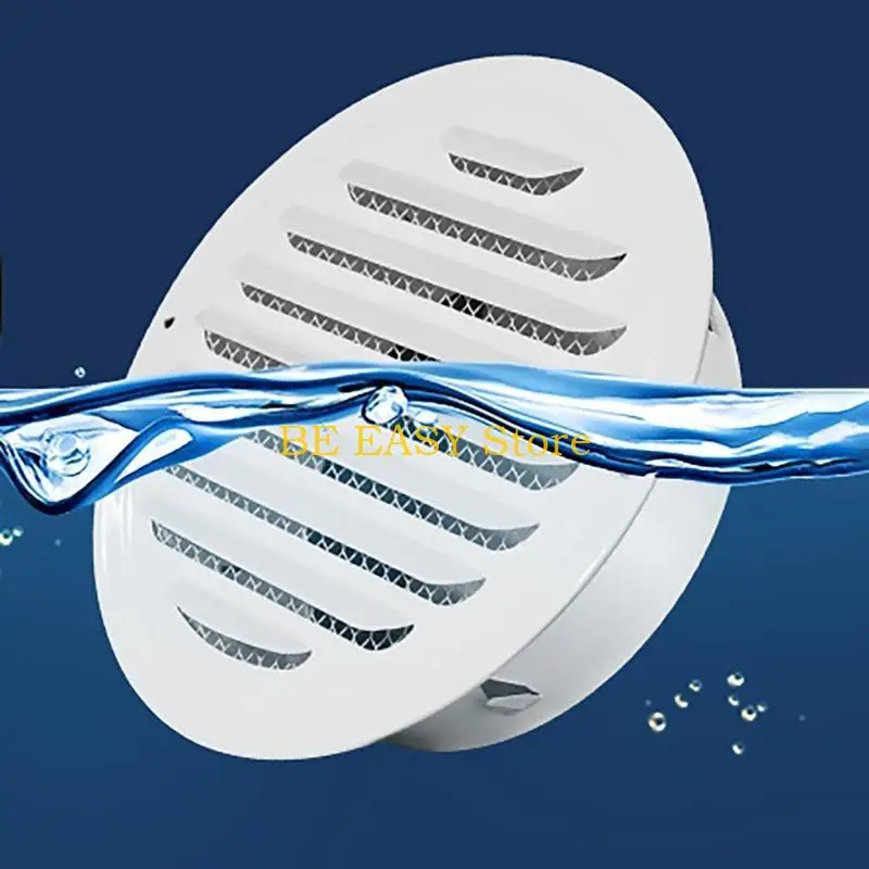 

E28F Round Ducting Air Ventilation Cover Wall Vent Cover Stainless Steel Air Outlet Vent with Builted-in Mesh Easy to Install