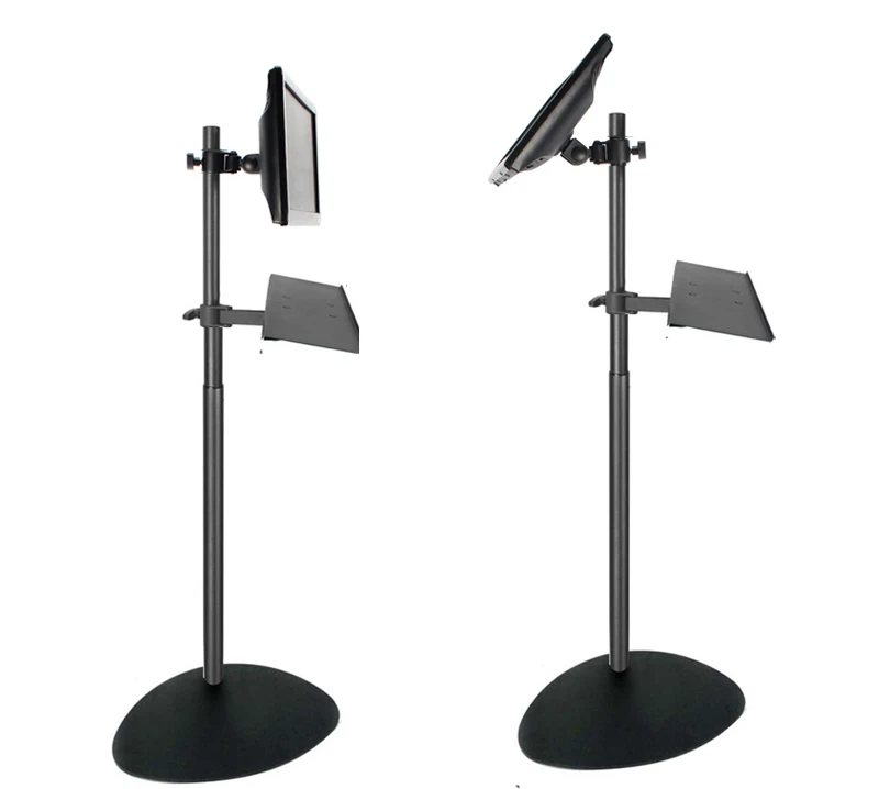 DL-R02-KYM 10'-27' TV Tripod Stand on Floor LCD Monitor Holder Height Adjustable 180cm 150cm 120cm 360 Rotate Tilt Swivel Steel view 3