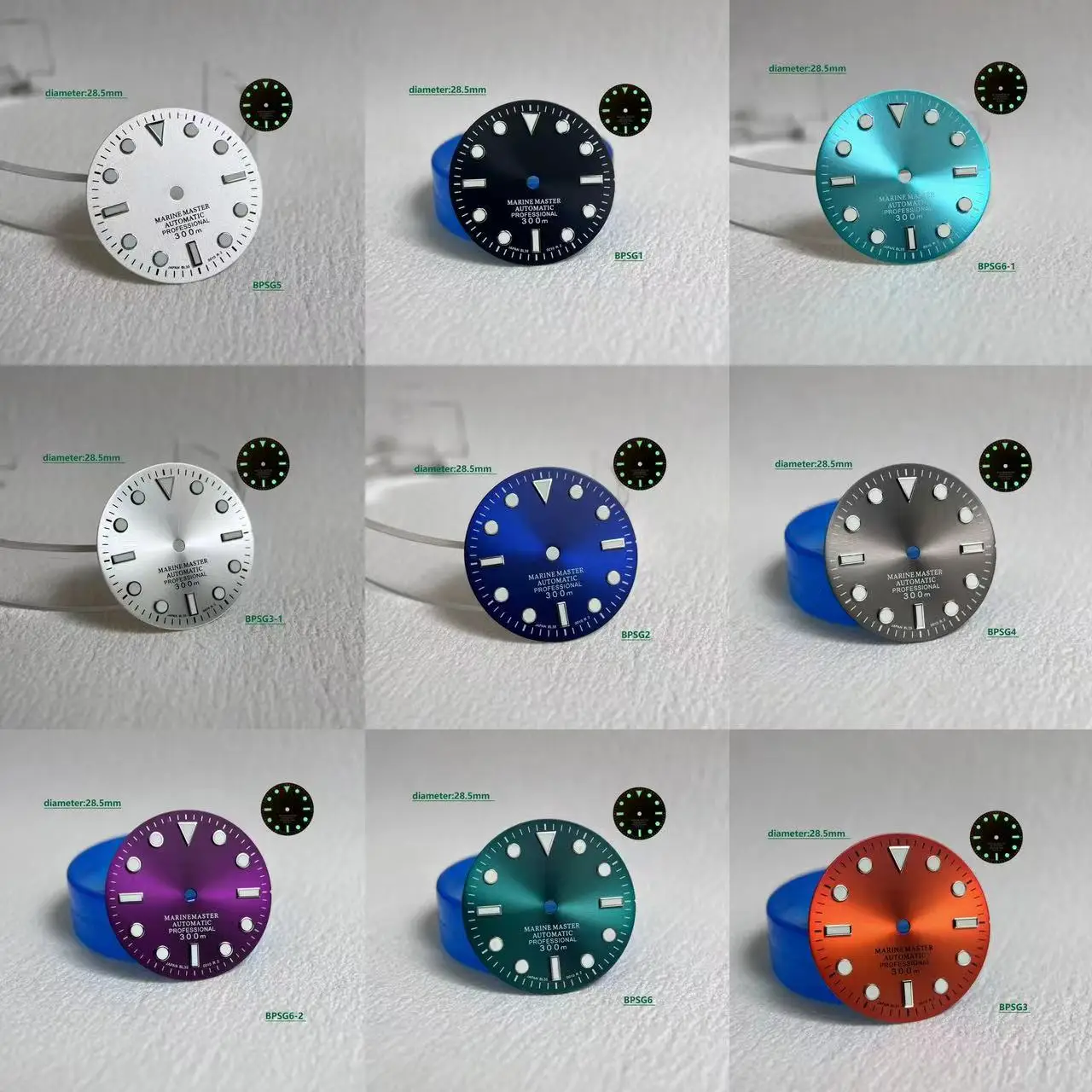 28.5mm SUB s logo Dial green Luminous Modified Sun Patterne NH35 NH36 s logo Dial Watch Accessories Custom Watch Sub S Logo Dial