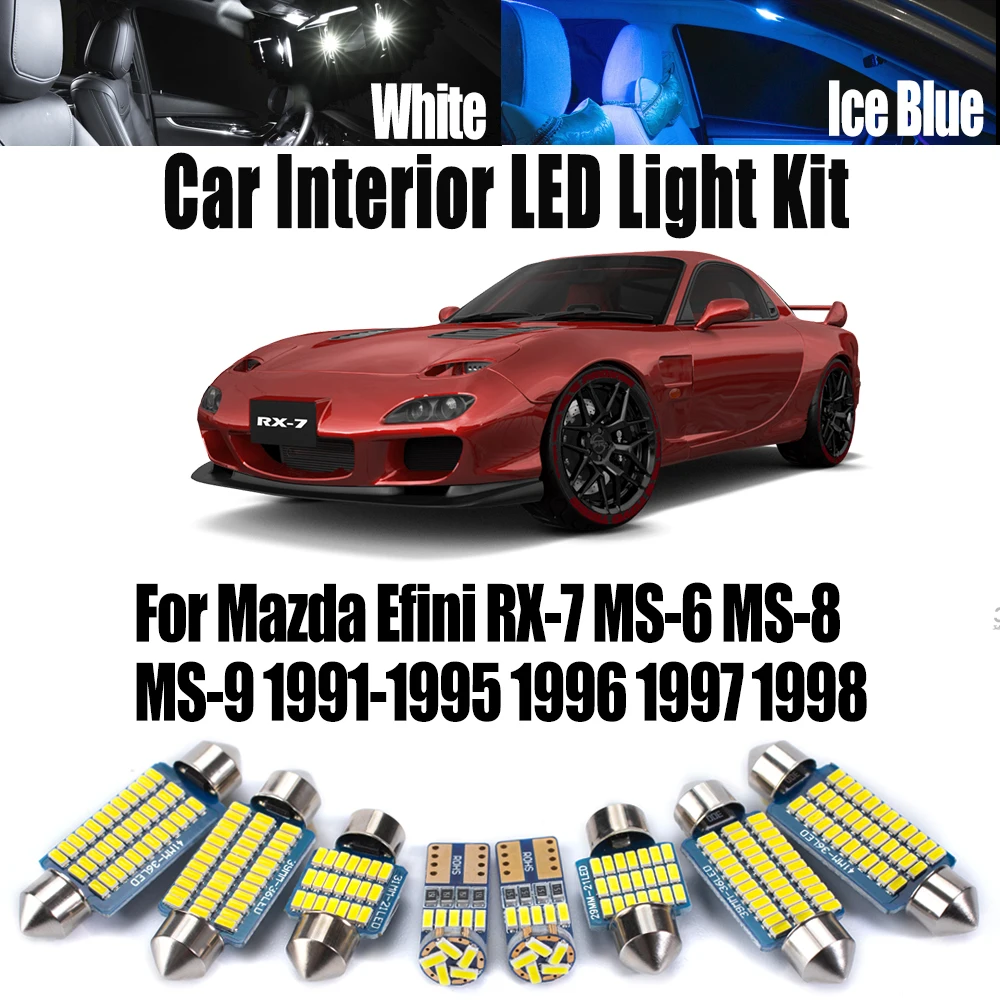 For Mazda Efini RX-7 MS-6 MS-8 MS-9 1991- 1995 1996 1997 1998 Car Accessories Canbus LED Interior Reading Bulbs Trunk Light Kit
