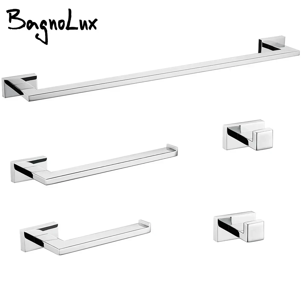 Bathroom Hardware Set Accessories Towel Bar Paper Holder Hanger Hook Stainless Steel Chrome Black Polished Silver Brushed Gold