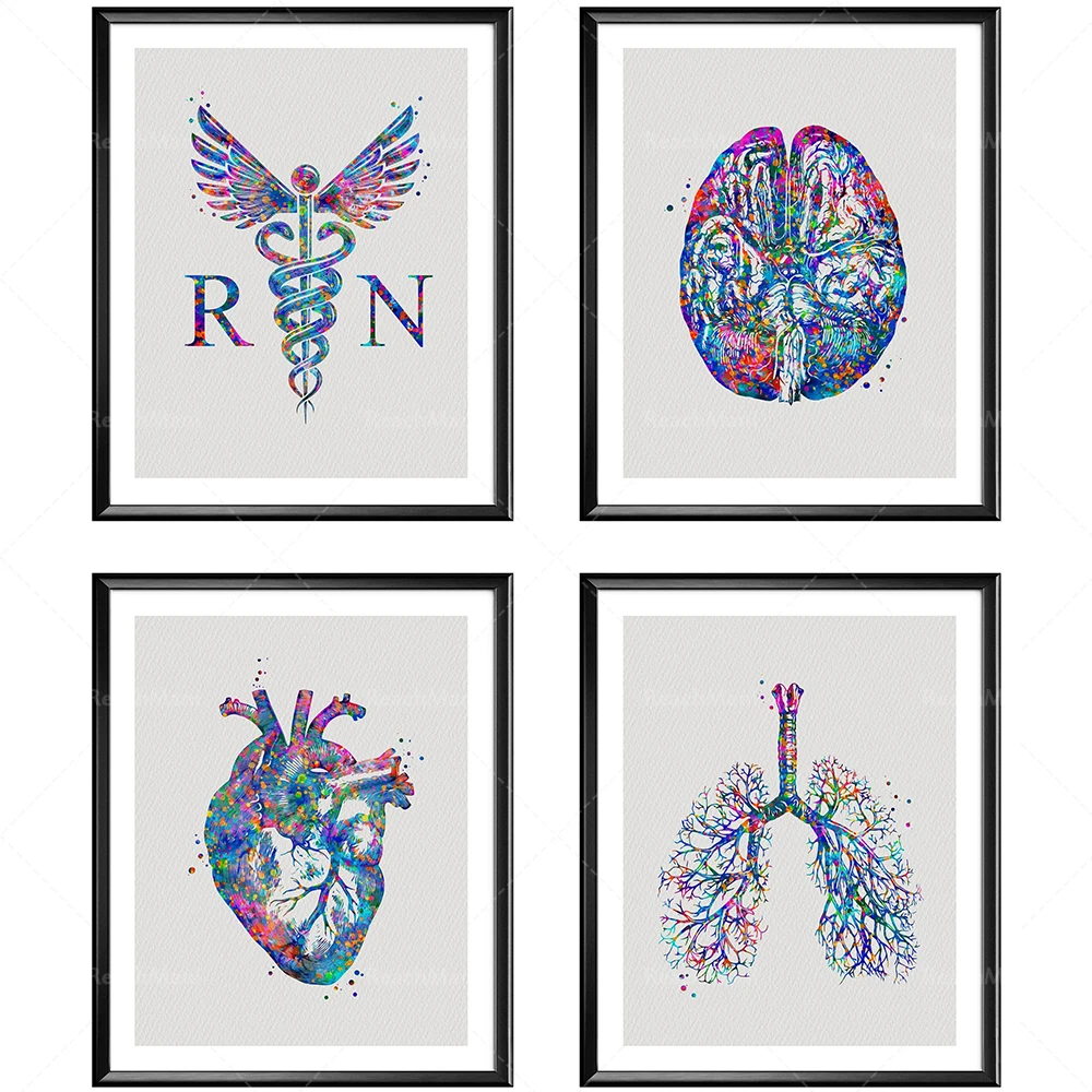 

Registered Nurse Gift, Watercolor RN Caduceus Print, Medical Art, Doctoral Graduate Medical Student Gift, Office Clinic Poster