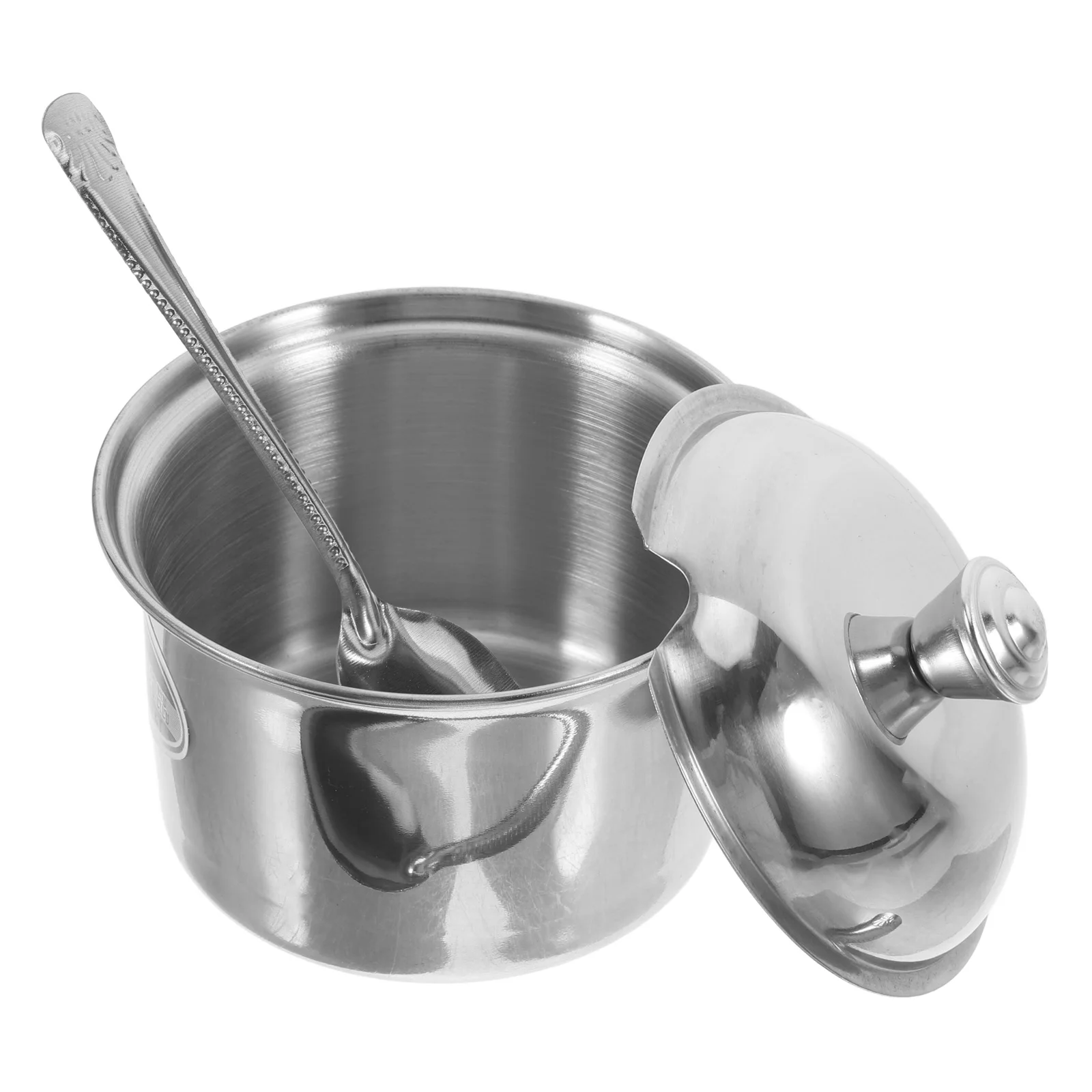 

Stainless Steel Condiment Jar with Lid and Spoon Airtight Seasoning Container for Kitchen Storage Sugar Salt Spice Bowl Size S