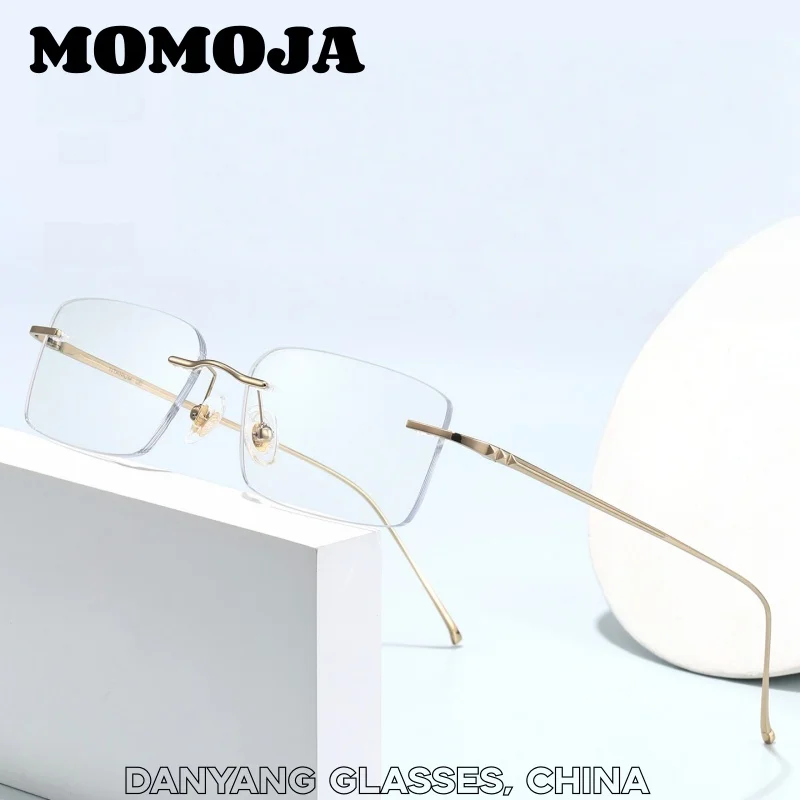 

Очки MOMOJA для мужчин и женщин, квадратные, роскошные, модные, деловые, из титанового сплава, ультралегкие, персонализированные, элегантные, новые очки