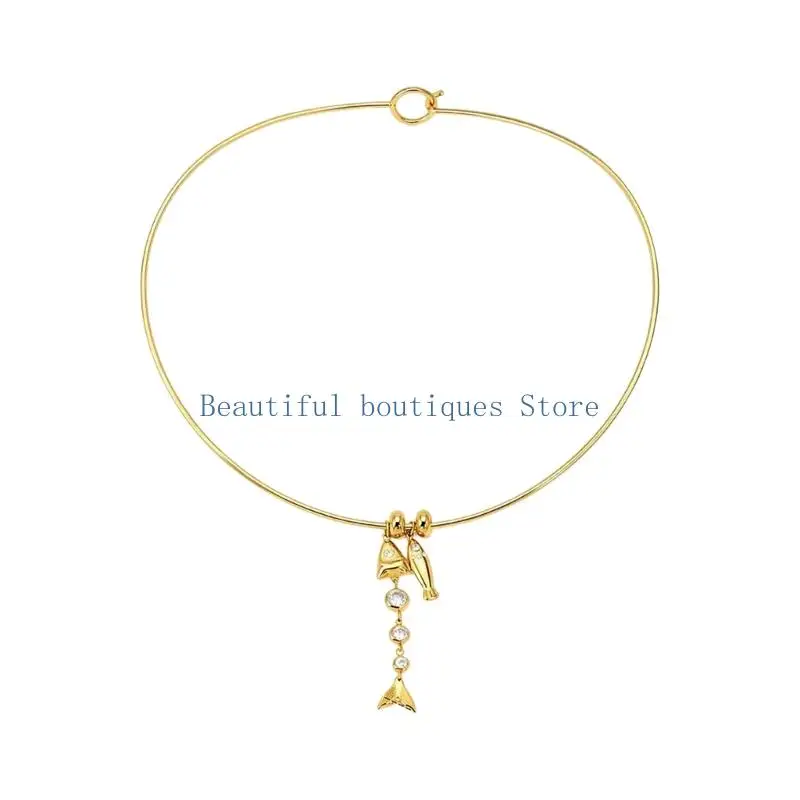 U4LF Stainless Steel Fish Pendant Necklace, Minimalist Fashion Jewelry for Daily Outfits, Date Nights and Thoughtful Gifts