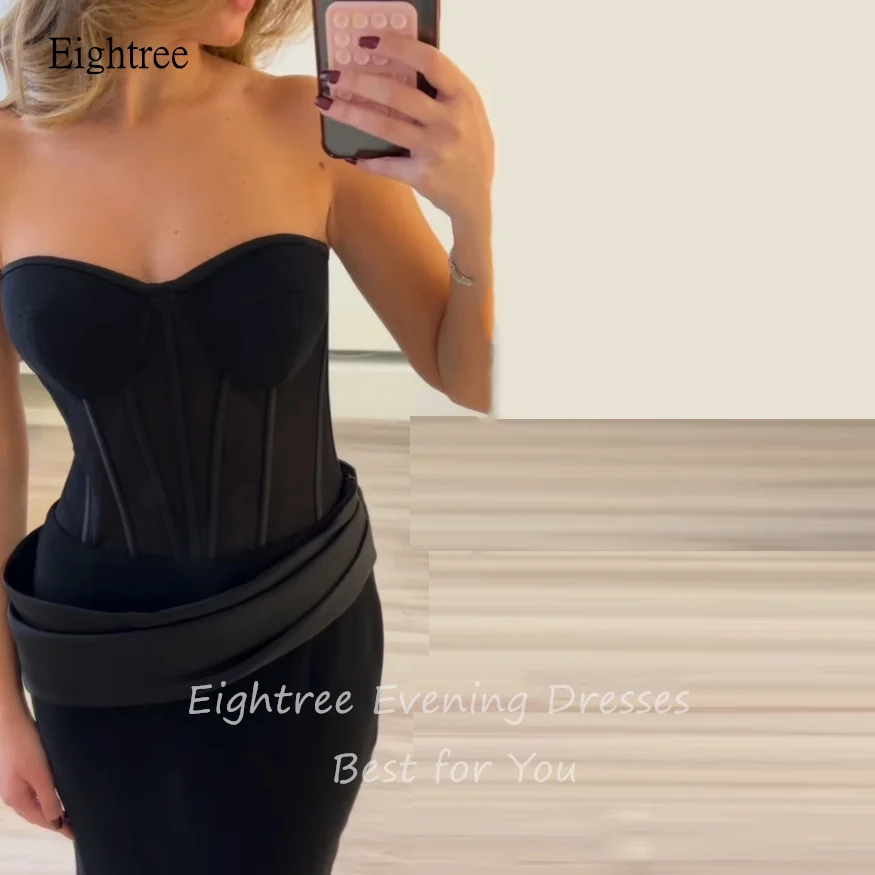 Eightree セクシーな黒の恋人ネックマーメイドウエディングドレス背中の開いたフォーマルパーティードレスイスラエル床の長さのイブニングドレスカスタマイズ