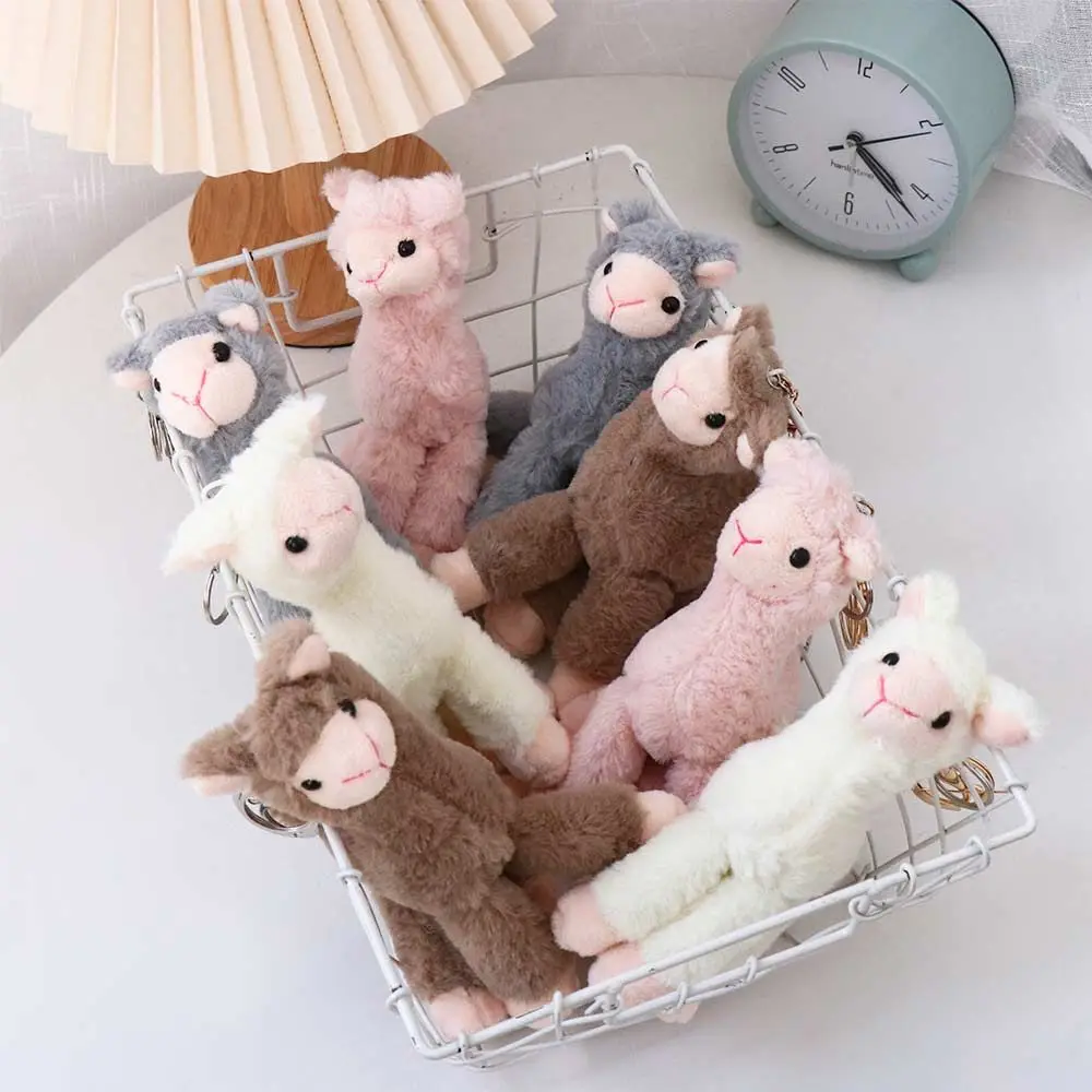 Fashion Bag Decoration Plush Doll Pendant Handmade Kids Gift Animal Keyring Sheep Key Ring Stuffed Toy Keychain Alpaca Keychain