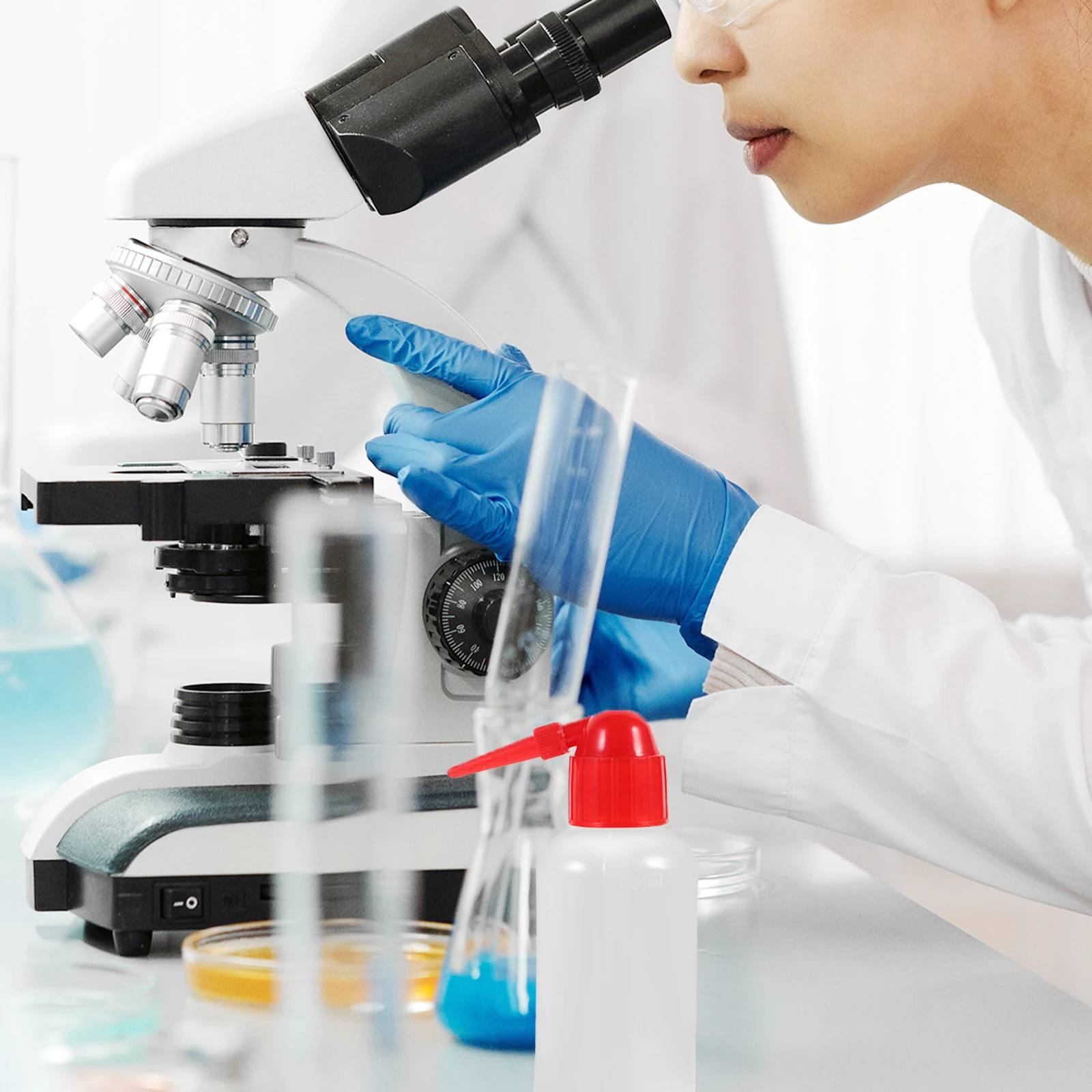 

2 Pcs Plastic Washing Bottle Narrow Mouth Pointed Tip Scale Lab Cleaning Portable Squeeze Dispensing Sample for Laboratory