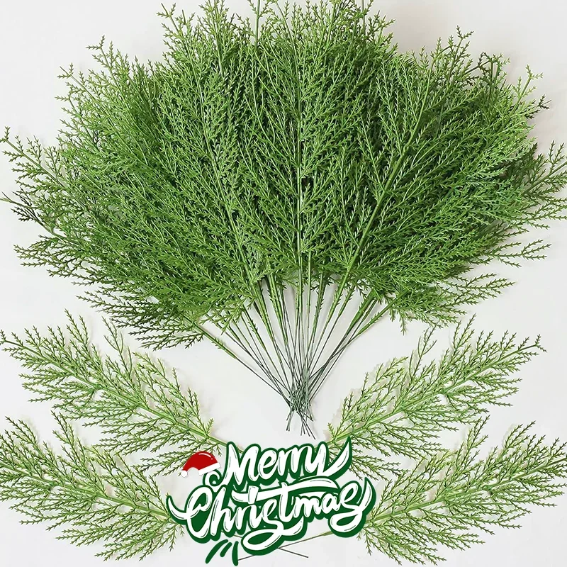 Artificial Pine Branches Green Fake Plant Needle Leaves Christmas Tree Sprig Garland Wreath Decorations DIY Bouquet Wedding Home