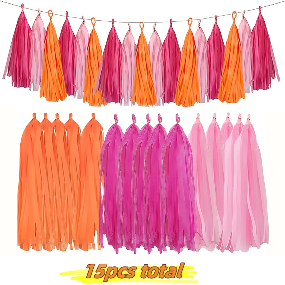 15 Stück lebendige Quastengirlanden-Banner – ideal für Geburtstage, Halloween, Weihnachten, Hochzeiten, Partydekorationen und Heimdekorationen
