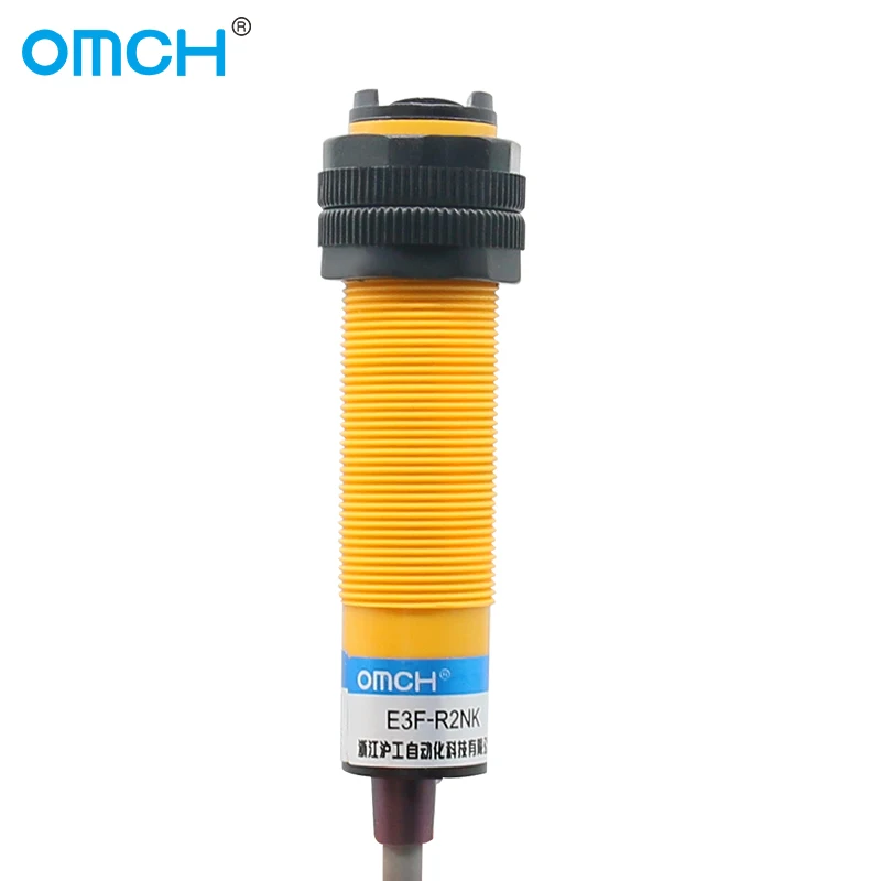 OMCH Automation E3F-R2 Series Feedback Reflective Photoelectric Switch NPN PNP M18 Inductive Sensor Dection Range 2M