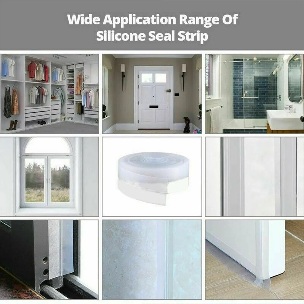 1 Roll Self Adhesive Door Seal 5M Silicone Draught Excluder Weather Seal Strip Door Casement Tape Waterproof Adhesive  Tape