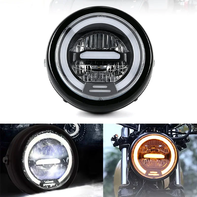 6.5 Inch Round Head Lamp for Cafe Racer Motorcycle Led Headlight Universal 6.5