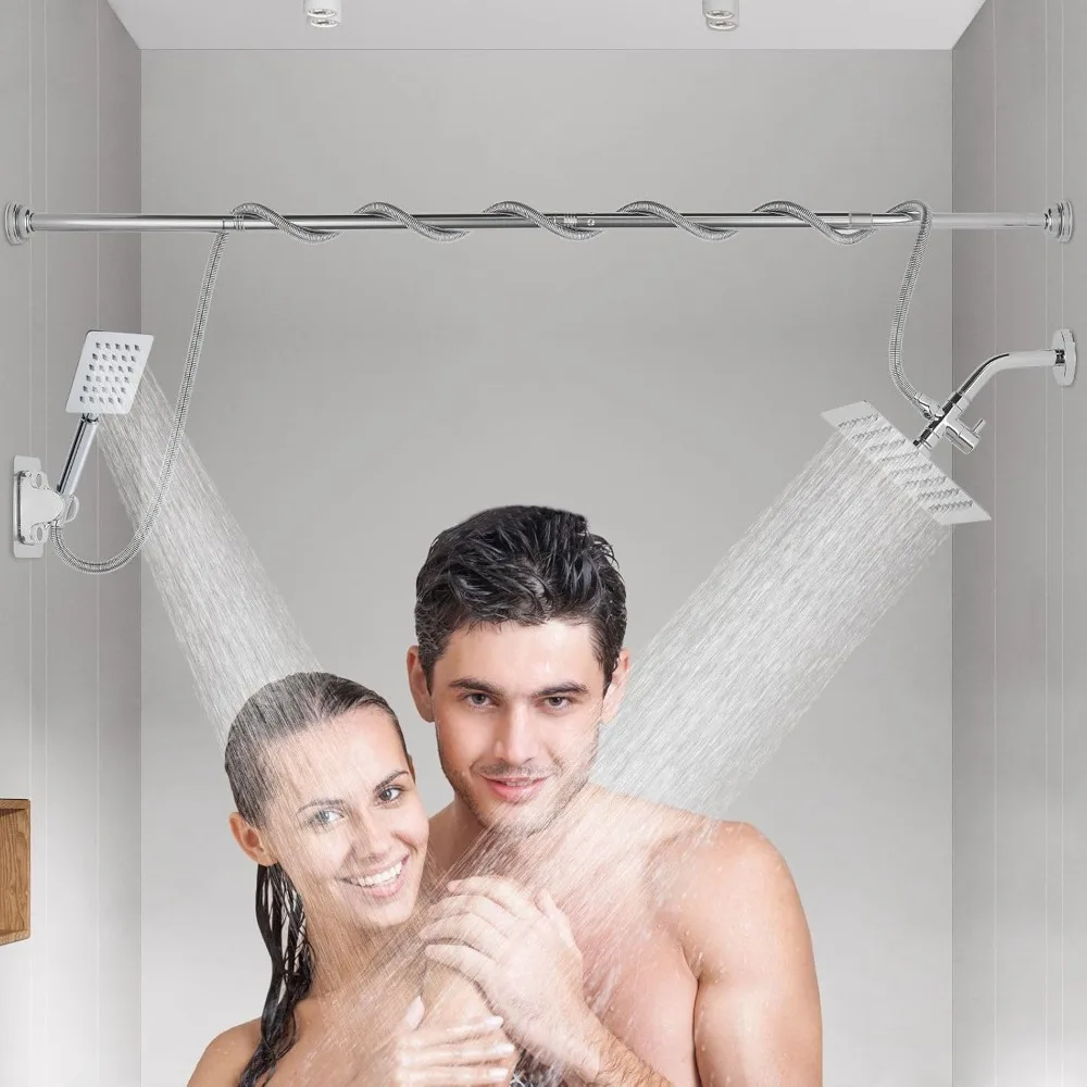 

Voolan Dual Shower Head for Couples, High Pressure Rain Showerhead and Handheld Spray Combo, Adjustable Double Shower Heads for
