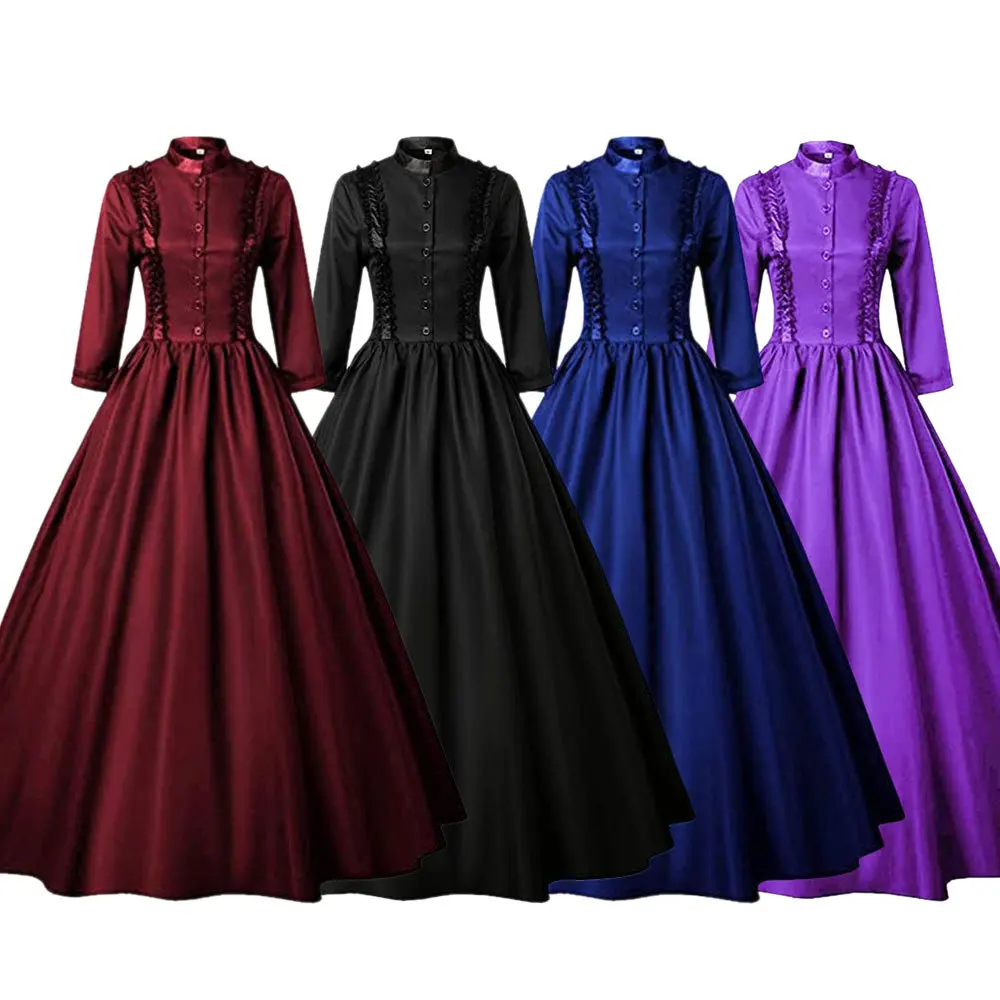 

Victorian Era Gothic Lace Long Skirt Halloween Ladies' Ball Gown Cross-Border Retro Style Ethnic Costume Stage Performance Dress