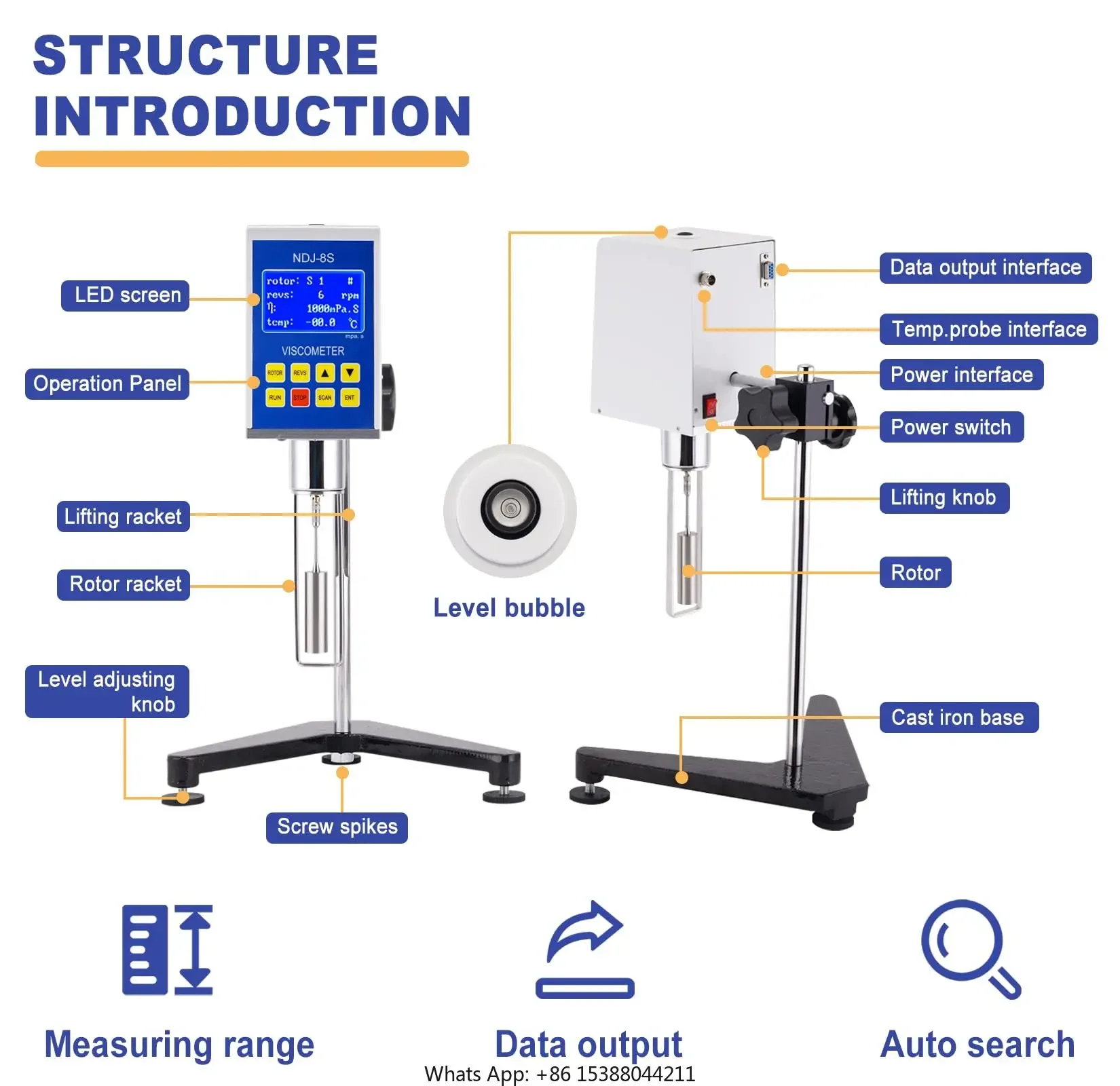 Viscosimeter Lab Testing Equipment Digital Sensor Rotary Viscometer Oil Glue Viscosity Meter Measuring Devices