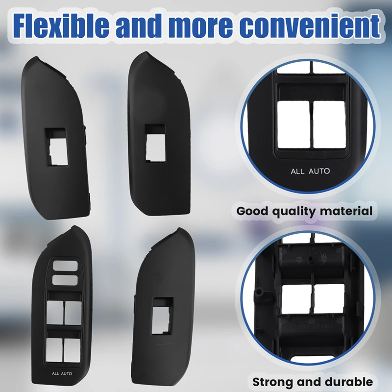 4Pcs Door Window Lift Switch Panel Trim For Toyota Landcruiser Prado LC150 10-13 LHD 74232-60640 74231-60670 74271-60280